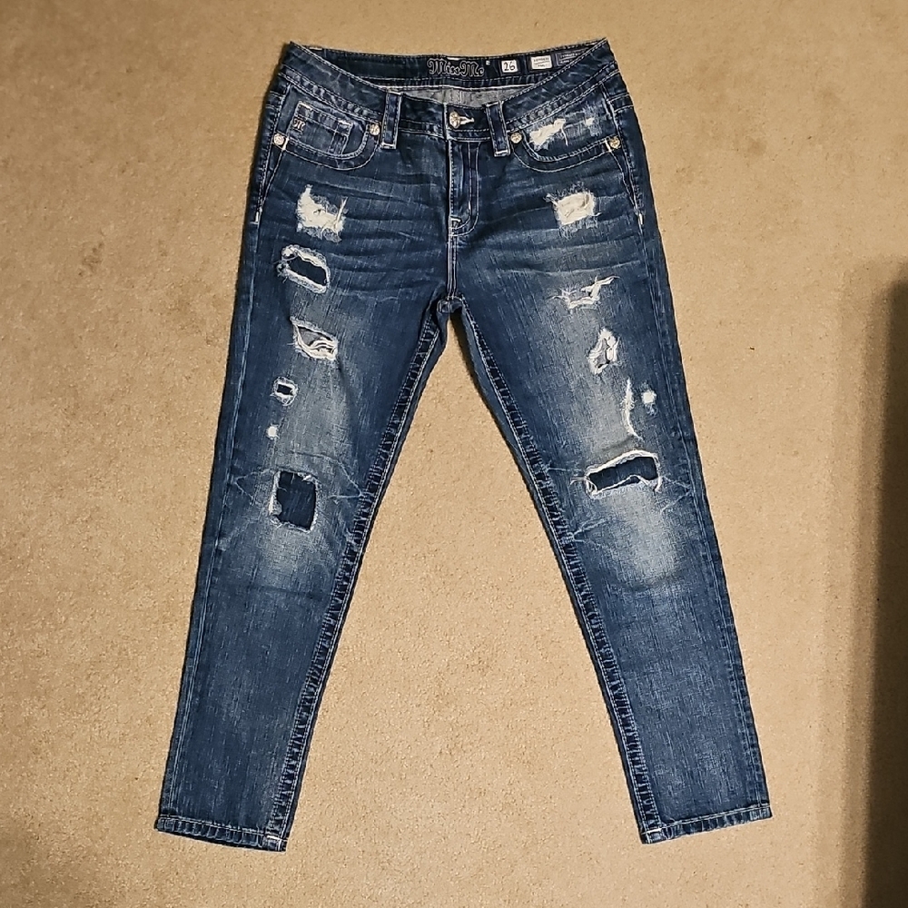 Miss Me Distressed Dark Blue Skinny Jeans